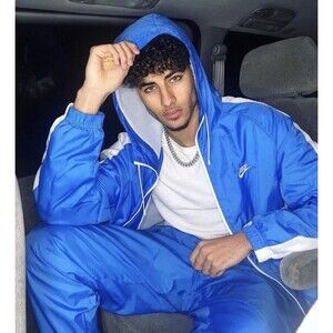 Nike Vintage Super Rare Hoxton Jacket Windbreaker Blue Nylon Shiny Glanz Medium